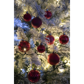 Set 30 Sfere di Natale in Plastica Ø 4/5/6 cm - Assortite (Lucide, Opache, Increspate) - Confezione a Cilindro - Rosso