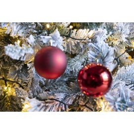 Set 34 Sfere di Natale in Plastica Ø 8 cm - Assortite (Lucide, Opache, Increspate) - Confezione a Cilindro - Rosso