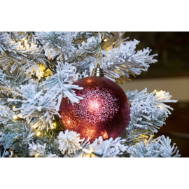 Set 4 Sfere di Natale in Plastica Ø 15 cm - Assortite (Lucide, Opache, Increspate) - Confezione a Cilindro - Rosso