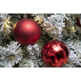 Set di 2 Sfere di Natale in Plastica Ø 12 cm - Finitura Lucida + Opaca - Rosso