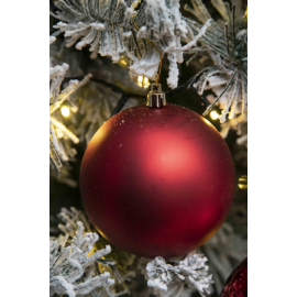 Set di 2 Sfere di Natale in Plastica Ø 12 cm - Finitura Lucida + Opaca - Rosso