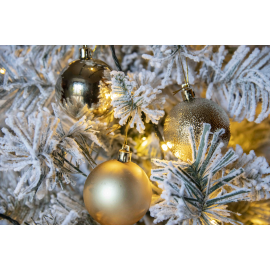 Set di 30 Sfere di Natale in Plastica Ø 6 cm - Finitura Lucida, Opaca e Increspata - Oro