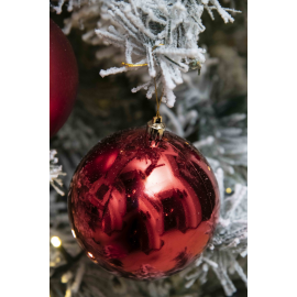 Set di 2 Sfere di Natale in Plastica Ø 12 cm - Finitura Lucida + Opaca - Rosso