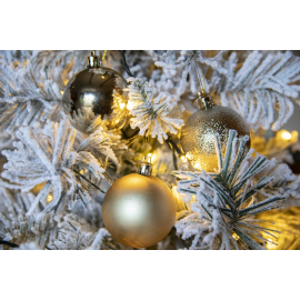 Set di 30 Sfere di Natale in Plastica Ø 6 cm - Finitura Lucida, Opaca e Increspata - Oro