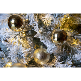 Set 34 Sfere di Natale in Plastica Ø 8 cm - Assortite (Lucide, Opache, Increspate) - Confezione a Cilindro - Oro