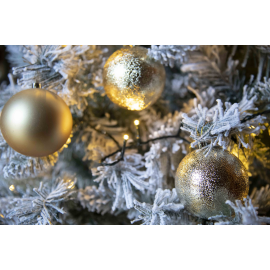 Set 34 Sfere di Natale in Plastica Ø 8 cm - Assortite (Lucide, Opache, Increspate) - Confezione a Cilindro - Oro