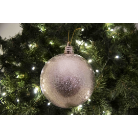 Set 4 Sfere di Natale in Plastica Ø 15 cm - Assortite (Lucide, Opache, Increspate) - Confezione a Cilindro - Oro