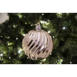 Set 4 Sfere di Natale in Plastica Ø 15 cm - Assortite (Lucide, Opache, Increspate) - Confezione a Cilindro - Oro