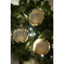 Set di 2 Sfere di Natale in Plastica Ø 12 cm - Finitura Lucida + Opaca - Oro