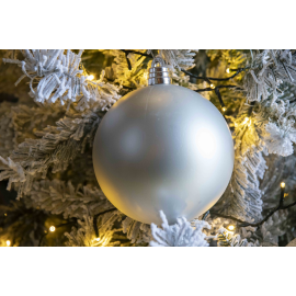 Set 4 Sfere di Natale in Plastica Ø 15 cm - Assortite (Lucide, Opache, Increspate) - Confezione a Cilindro - Argento