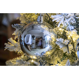 Set 4 Sfere di Natale in Plastica Ø 15 cm - Assortite (Lucide, Opache, Increspate) - Confezione a Cilindro - Argento