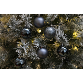 Set di 30 Sfere di Natale in Plastica Ø 6 cm - Finitura Lucida, Opaca e Increspata - Blu Navy