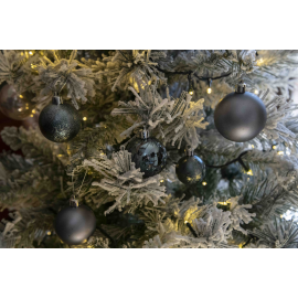 Set 30 Sfere di Natale in Plastica Ø 4/5/6 cm - Assortite (Lucide, Opache, Increspate) - Confezione a Cilindro - Blu Navy