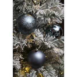 Set 34 Sfere di Natale in Plastica Ø 8 cm - Assortite (Lucide, Opache, Increspate) - Confezione a Cilindro - Blu Navy