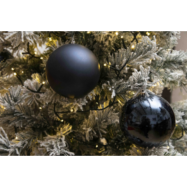 Set di 2 Sfere di Natale in Plastica Ø 12 cm - Finitura Lucida + Opaca - Blu Navy