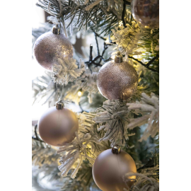 Set di 30 Sfere di Natale in Plastica Ø 6 cm - Finitura Lucida, Opaca e Increspata - Cipria