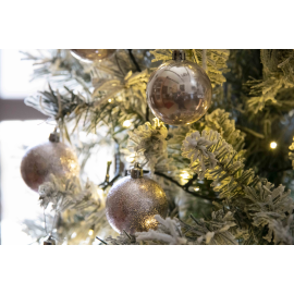 Set di 30 Sfere di Natale in Plastica Ø 6 cm - Finitura Lucida, Opaca e Increspata - Cipria