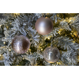 Set 30 Sfere di Natale in Plastica Ø 4/5/6 cm - Assortite (Lucide, Opache, Increspate) - Confezione a Cilindro - Cipria