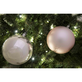 Set di 2 Sfere di Natale in Plastica Ø 12 cm - Finitura Lucida + Opaca - Cipria