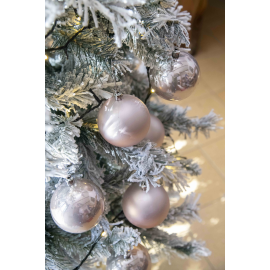 Set 6 Sfere di Natale in Plastica Ø 8Cm – Assortite Lucide e Opache – Vari Colori - Cipria