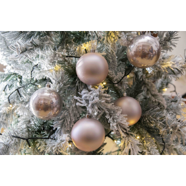 Set 6 Sfere di Natale in Plastica Ø 8Cm – Assortite Lucide e Opache – Vari Colori - Cipria