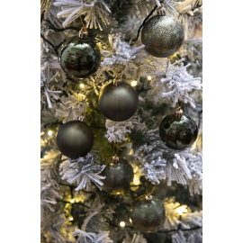 Set di 30 Sfere di Natale in Plastica Ø 6 cm - Finitura Lucida, Opaca e Increspata - Verde Albero