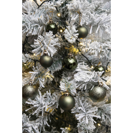 Set 30 Sfere di Natale in Plastica Ø 4/5/6 cm - Assortite (Lucide, Opache, Increspate) - Confezione a Cilindro - Verde Albero