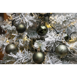 Set 30 Sfere di Natale in Plastica Ø 4/5/6 cm - Assortite (Lucide, Opache, Increspate) - Confezione a Cilindro - Verde Albero