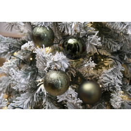 Set 34 Sfere di Natale in Plastica Ø 8 cm - Assortite (Lucide, Opache, Increspate) - Confezione a Cilindro - Verde Albero