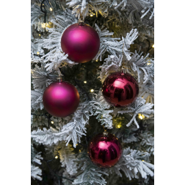 Set 6 Sfere di Natale in Plastica Ø 8Cm – Assortite Lucide e Opache – Vari Colori - Burgundy