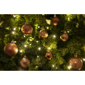 Set 30 Sfere di Natale in Plastica Ø 4/5/6 cm - Assortite (Lucide, Opache, Increspate) - Confezione a Cilindro - Brown Coffee