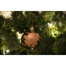 Set 12 Sfere di Natale in Plastica Ø 6Cm - Assortite Lucide e Opache – Vari Colori - Brown Coffee