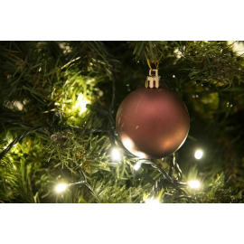 Set 12 Sfere di Natale in Plastica Ø 6Cm - Assortite Lucide e Opache – Vari Colori - Brown Coffee