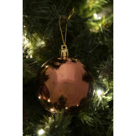 Set 6 Sfere di Natale in Plastica Ø 8Cm – Assortite Lucide e Opache – Vari Colori - Brown Coffee