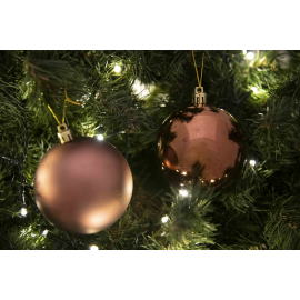 Set 6 Sfere di Natale in Plastica Ø 8Cm – Assortite Lucide e Opache – Vari Colori - Brown Coffee