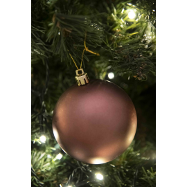 Set 6 Sfere di Natale in Plastica Ø 8Cm – Assortite Lucide e Opache – Vari Colori - Brown Coffee