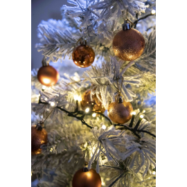 Set 30 Sfere di Natale in Plastica Ø 4/5/6 cm - Assortite (Lucide, Opache, Increspate) - Confezione a Cilindro - Copper