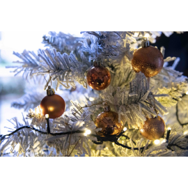 Set 30 Sfere di Natale in Plastica Ø 4/5/6 cm - Assortite (Lucide, Opache, Increspate) - Confezione a Cilindro - Copper