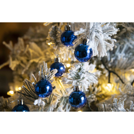 Set 30 Sfere di Natale in Plastica Lucide Ø 3Cm – Vari Colori - Blu Lucido