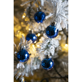 Set 30 Sfere di Natale in Plastica Lucide Ø 3Cm – Vari Colori - Blu Lucido