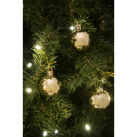 Set 24 Sfere di Natale in Plastica Lucida Ø 4Cm – Vari Colori - Oro Lucido