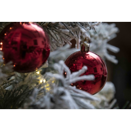 Set 24 Sfere di Natale in Plastica Lucida Ø 4Cm – Vari Colori - Rosso Lucido