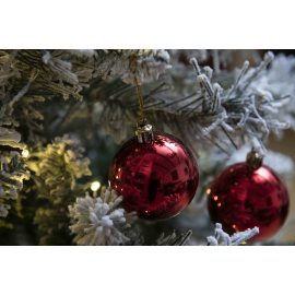 Set 24 Sfere di Natale in Plastica Lucida Ø 4Cm – Vari Colori - Rosso Lucido