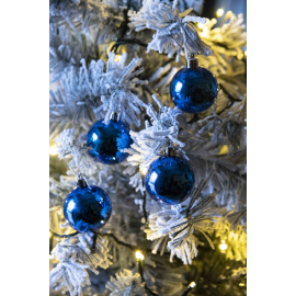 Set 24 Sfere di Natale in Plastica Lucida Ø 4Cm – Vari Colori - Blu Lucido