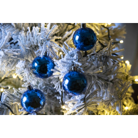 Set 24 Sfere di Natale in Plastica Lucida Ø 4Cm – Vari Colori - Blu Lucido