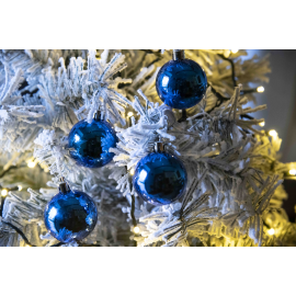Set 20 Sfere di Natale in Plastica Ø 5Cm - Assortite Lucide e Glitterate – Vari Colori - Blu Lucido