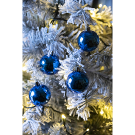 Set 20 Sfere di Natale in Plastica Ø 5Cm - Assortite Lucide e Glitterate – Vari Colori - Blu Lucido