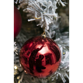 Set 4 Sfere di Natale in Plastica Lucide Ø 10Cm – Vari Colori - Rosso