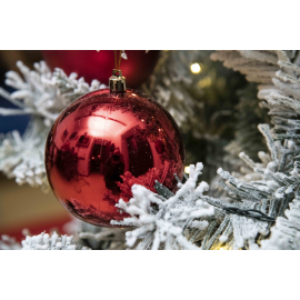 Set 4 Sfere di Natale in Plastica Lucide Ø 10Cm – Vari Colori - Rosso