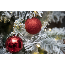 Set 20 Sfere di Natale in Plastica Ø 5Cm - Assortite Lucide e Glitterate – Vari Colori - Rosso